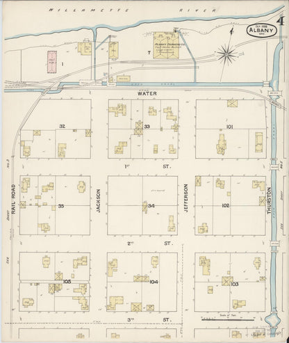Sanborn Fire Insurance Map from Albany, Linn County, Oregon (1888), Sheet #0004 - Complete Map Set gallery image, historic Sanborn map, vintage wall art, Oregon Oregon