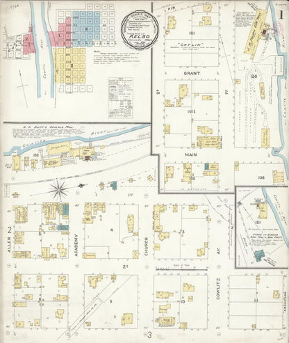 Sanborn Fire Insurance Map from Kelso, Cowlitz County, Washington (1896), Sheet #0001 - Complete Map Set gallery image, historic Sanborn map, vintage wall art, Washington Washington
