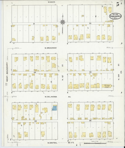 Sanborn Fire Insurance Map from Anadarko, Caddo County, Oklahoma (1916), Sheet #0005 - Complete Map Set gallery image, historic Sanborn map, vintage wall art, Oklahoma Oklahoma
