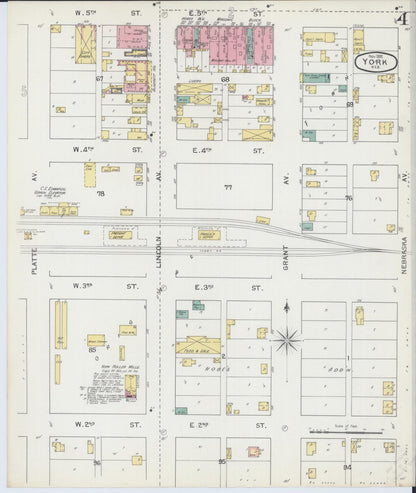 Sanborn Fire Insurance Map from York, York County, Nebraska (1892), Sheet #0004 - Complete Map Set gallery image, historic Sanborn map, vintage wall art, Nebraska Nebraska