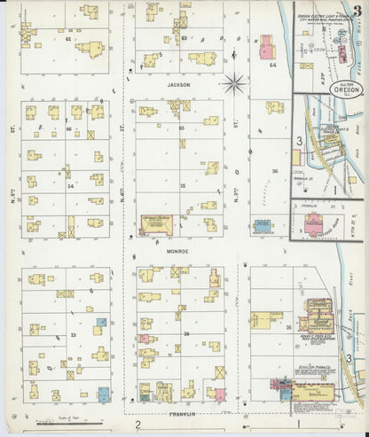 Sanborn Fire Insurance Map from Oregon, Ogle County, Illinois (1899), Sheet #0003 - Complete Map Set gallery image, historic Sanborn map, vintage wall art, Illinois Illinois