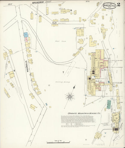 Sanborn Fire Insurance Map from Granite, Deer Lodge County, Montana (1890), Sheet #0002 - Complete Map Set gallery image, historic Sanborn map, vintage wall art, Montana Montana