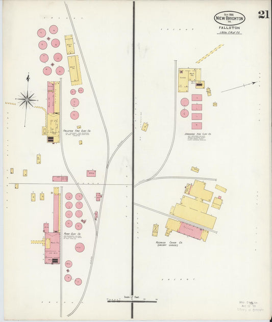 Sanborn Fire Insurance Map from New Brighton, Beaver County, Pennsylvania (1906), Sheet #0021 - Historic Sanborn Fire Insurance Map Print, vintage old map wall art, antique decor, genealogy gift, Pennsylvania Pennsylvania map