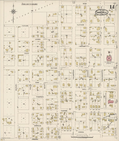 Sanborn Fire Insurance Map from Gainesville, Cooke County, Texas (1922), Sheet #0014 - Complete Map Set gallery image, historic Sanborn map, vintage wall art, Texas Texas
