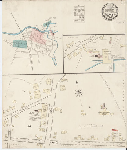 Sanborn Fire Insurance Map from Laurel, Sussex County, Delaware (1885), Sheet #0001 - Complete Map Set gallery image, historic Sanborn map, vintage wall art, Delaware Delaware