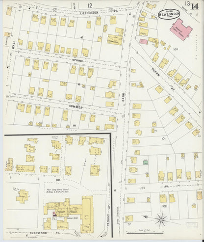Sanborn Fire Insurance Map from New London, New London County, Connecticut (1896), Sheet #0014 - Complete Map Set gallery image, historic Sanborn map, vintage wall art, Connecticut Connecticut