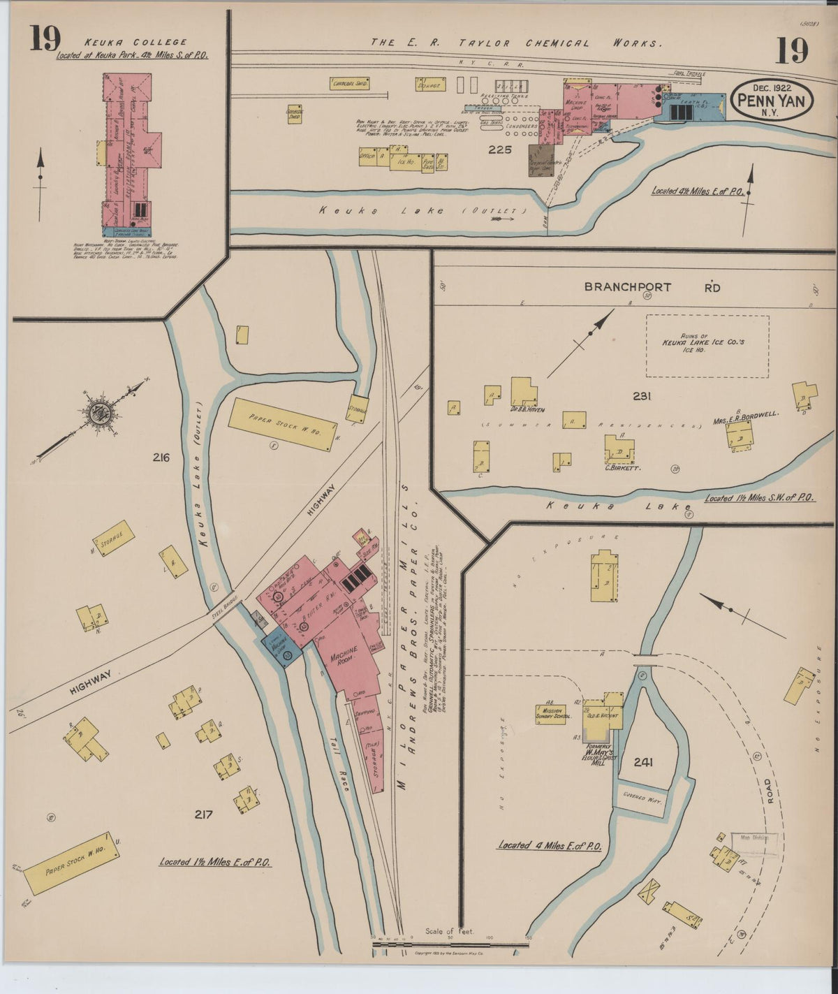 Sanborn Fire Insurance Map from Penn Yan, Yates County, New York (1922), Sheet #0019 - Complete Map Set gallery image, historic Sanborn map, vintage wall art, New York New York