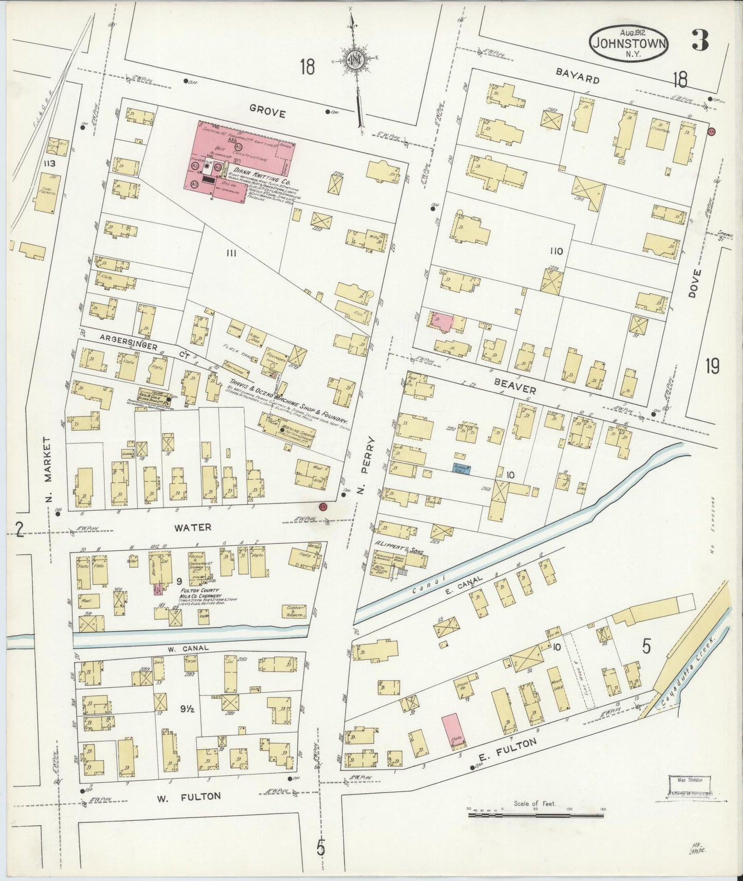 Sanborn Fire Insurance Map from Johnstown, Fulton County, New York (1912), Sheet #0003 - Complete Map Set gallery image, historic Sanborn map, vintage wall art, New York New York