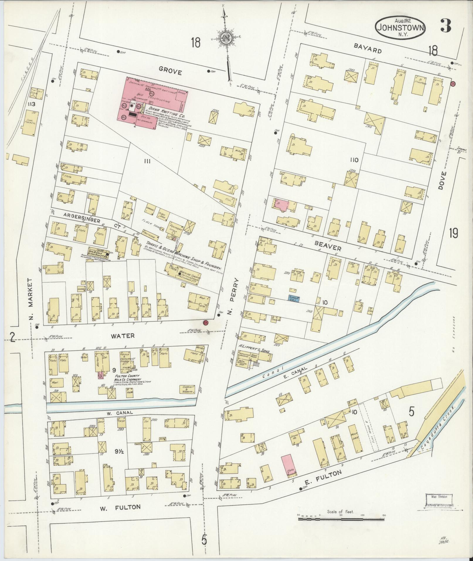 Sanborn Fire Insurance Map from Johnstown, Fulton County, New York (1912), Sheet #0003 - Complete Map Set gallery image, historic Sanborn map, vintage wall art, New York New York