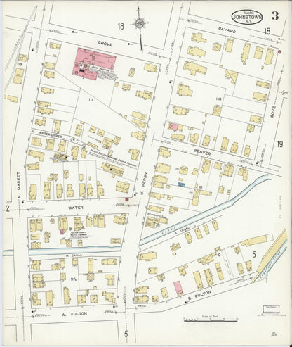 Sanborn Fire Insurance Map from Johnstown, Fulton County, New York (1912), Sheet #0003 - Complete Map Set gallery image, historic Sanborn map, vintage wall art, New York New York