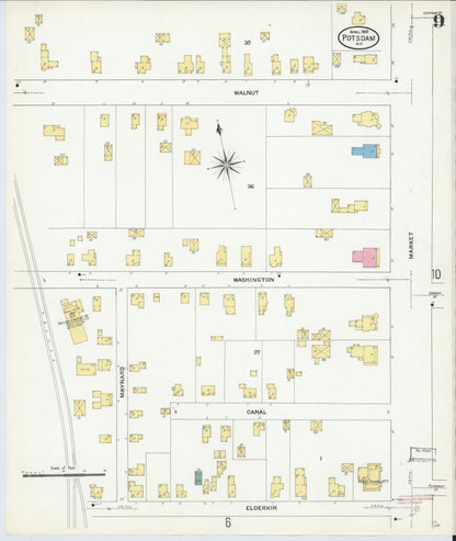 Sanborn Fire Insurance Map from Potsdam, St. Lawrence County, New York (1909), Sheet #0009 - Complete Map Set gallery image, historic Sanborn map, vintage wall art, New York New York