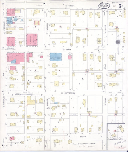 Sanborn Fire Insurance Map from Toulon, Stark County, Illinois (1913), Sheet #0005 - Complete Map Set gallery image, historic Sanborn map, vintage wall art, Illinois Illinois