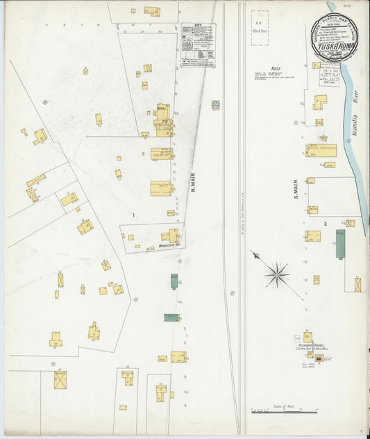 Sanborn Fire Insurance Map from Tuskahoma, Pushmataha County, Oklahoma (1901), Sheet #0001 - Historic Sanborn Fire Insurance Map Print, vintage old map wall art, antique decor, genealogy gift, Oklahoma Oklahoma map