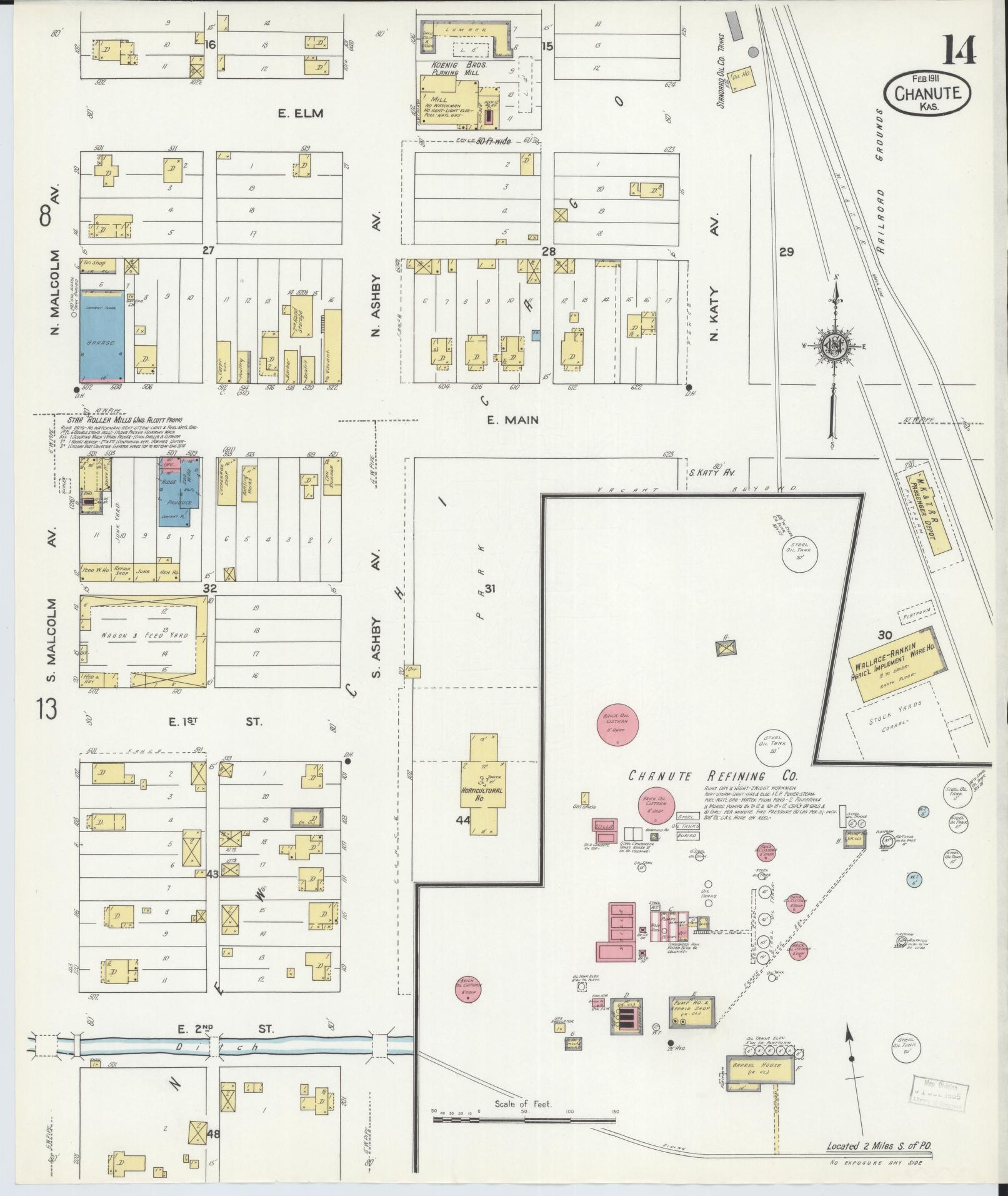 Sanborn Fire Insurance Map from Chanute, Neosho County, Kansas (1911), Sheet #0014 - Complete Map Set gallery image, historic Sanborn map, vintage wall art, Kansas Kansas