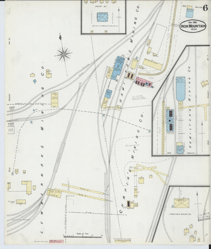 Sanborn Fire Insurance Map from Iron Mountain, Dickinson County, Michigan (1891), Sheet #0006 - Complete Map Set gallery image, historic Sanborn map, vintage wall art, Michigan Michigan