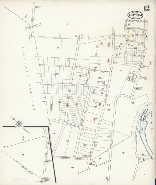 Sanborn Fire Insurance Map from Chatham, Morris County, New Jersey (1921), Sheet #0012 - Historic Sanborn Fire Insurance Map Print, vintage old map wall art, antique decor, genealogy gift, New Jersey New Jersey map