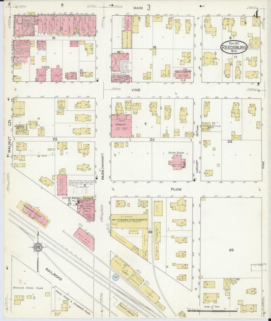 Sanborn Fire Insurance Map from Reedsburg, Sauk County, Wisconsin (1912), Sheet #0004 - Historic Sanborn Fire Insurance Map Print, vintage old map wall art, antique decor, genealogy gift, Wisconsin Wisconsin map
