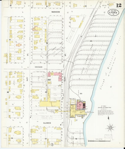 Sanborn Fire Insurance Map from Lyons, Clinton County, Iowa (1902), Sheet #0012 - Historic Sanborn Fire Insurance Map Print, vintage old map wall art