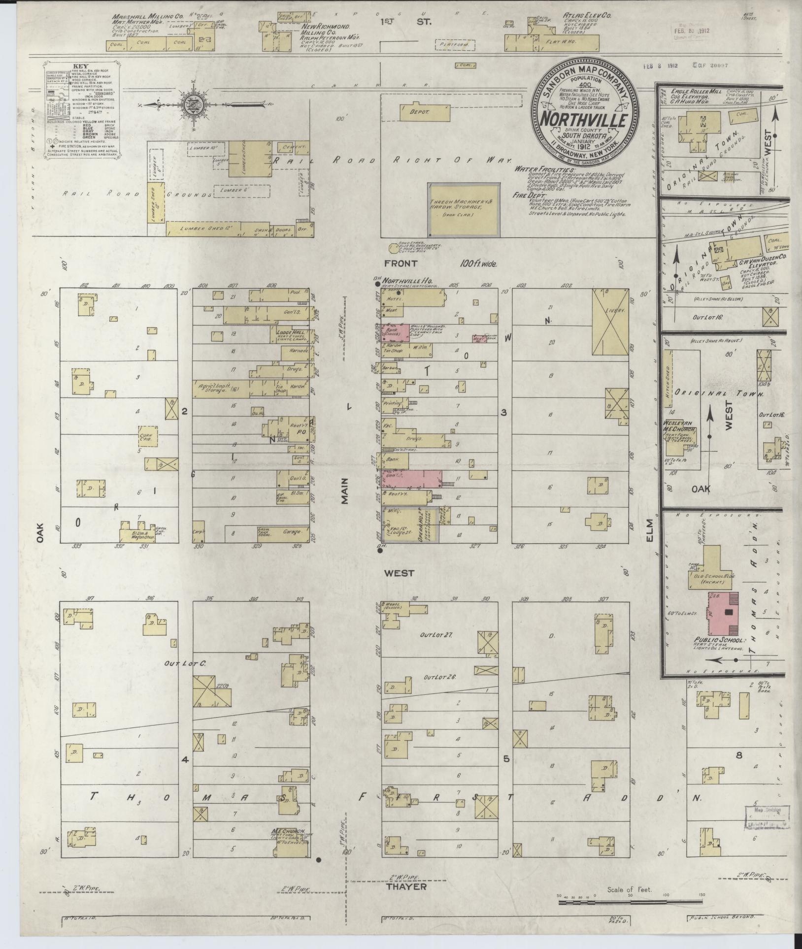 Sanborn Fire Insurance Map from Northville, Spink County, South Dakota (1912), Sheet #0001 - Historic Sanborn Fire Insurance Map Print, vintage old map wall art, antique decor, genealogy gift, South Dakota South Dakota map