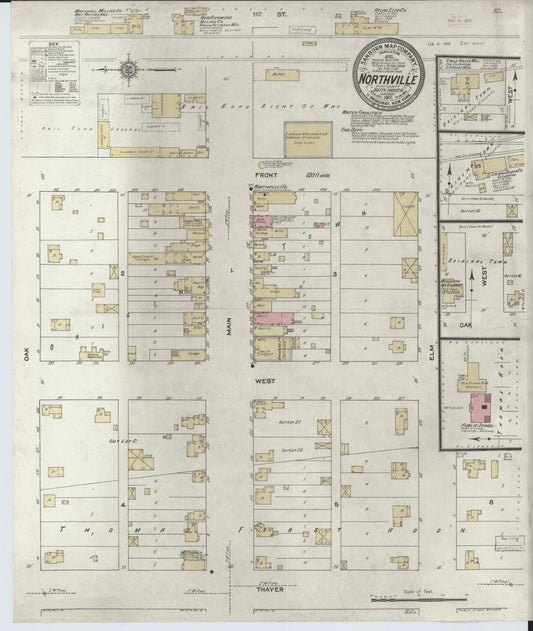 Sanborn Fire Insurance Map from Northville, Spink County, South Dakota (1912), Sheet #0001 - Historic Sanborn Fire Insurance Map Print, vintage old map wall art, antique decor, genealogy gift, South Dakota South Dakota map