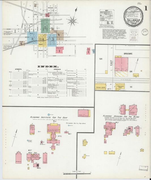 Sanborn Fire Insurance Map from Talladega, Talladega County, Alabama (1900), Sheet #0001 - Complete Map Set gallery image, historic Sanborn map, vintage wall art, Alabama Alabama