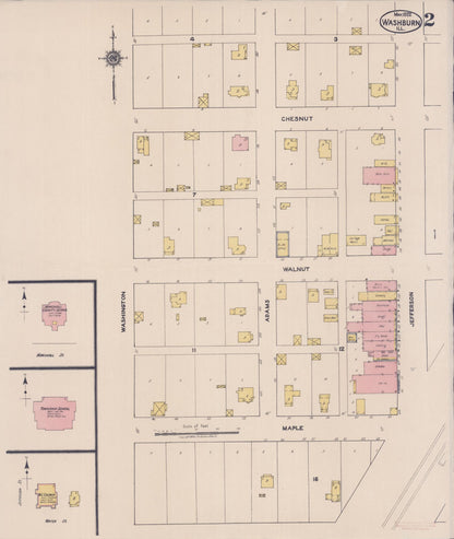 Sanborn Fire Insurance Map from Washburn, Woodford County, Illinois (1922), Sheet #0002 - Historic Sanborn Fire Insurance Map Print, vintage old map wall art, antique decor, genealogy gift, Illinois Illinois map