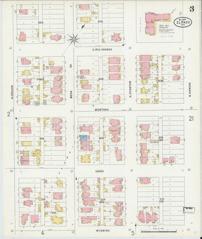 Sanborn Fire Insurance Map from El Paso, El Paso County, Texas (1898), Sheet #0003 - Complete Map Set gallery image, historic Sanborn map, vintage wall art, Texas Texas