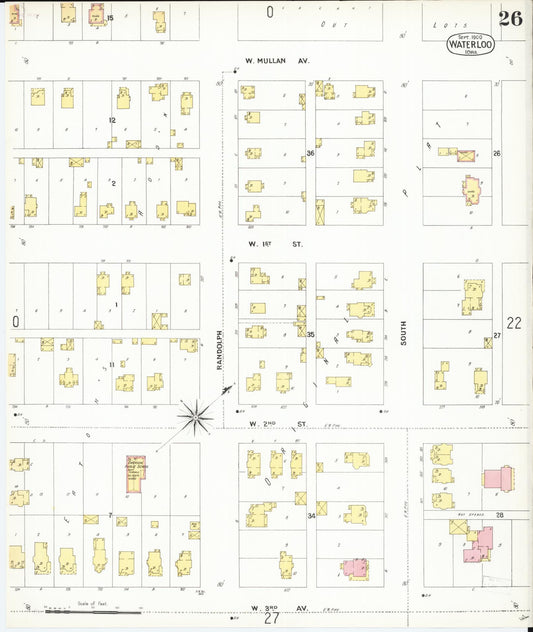 Sanborn Fire Insurance Map from Waterloo, Black Hawk County, Iowa (1900), Sheet #0026 - Historic Sanborn Fire Insurance Map Print, vintage old map wall art