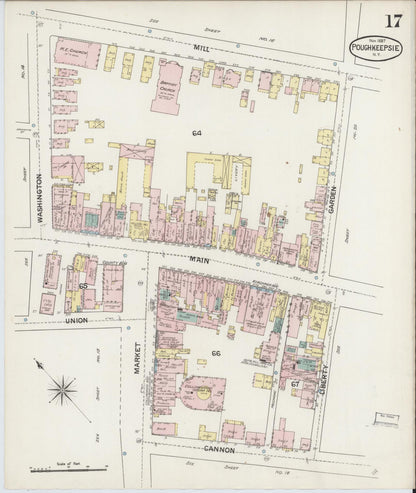 Sanborn Fire Insurance Map from Poughkeepsie, Dutchess County, New York (1887), Sheet #0017 - Complete Map Set gallery image, historic Sanborn map, vintage wall art, New York New York