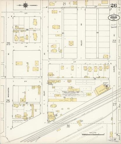 Sanborn Fire Insurance Map from Baker, Baker County, Oregon (1911), Sheet #0026 - Complete Map Set gallery image, historic Sanborn map, vintage wall art, Oregon Oregon