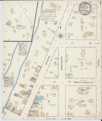 Sanborn Fire Insurance Map from Northfield, Rice County, Minnesota (1884), Sheet #0001 - Historic Sanborn Fire Insurance Map Print, vintage old map wall art, antique decor, genealogy gift, Minnesota Minnesota map