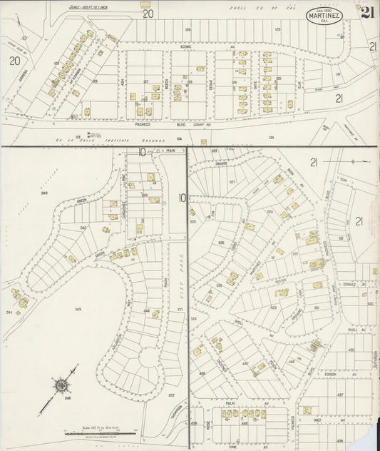 Sanborn Fire Insurance Map from Martinez, Contra Costa County, California (1920), Sheet #0021 - Historic Sanborn Fire Insurance Map Print, vintage old map wall art, antique decor, genealogy gift, California California map