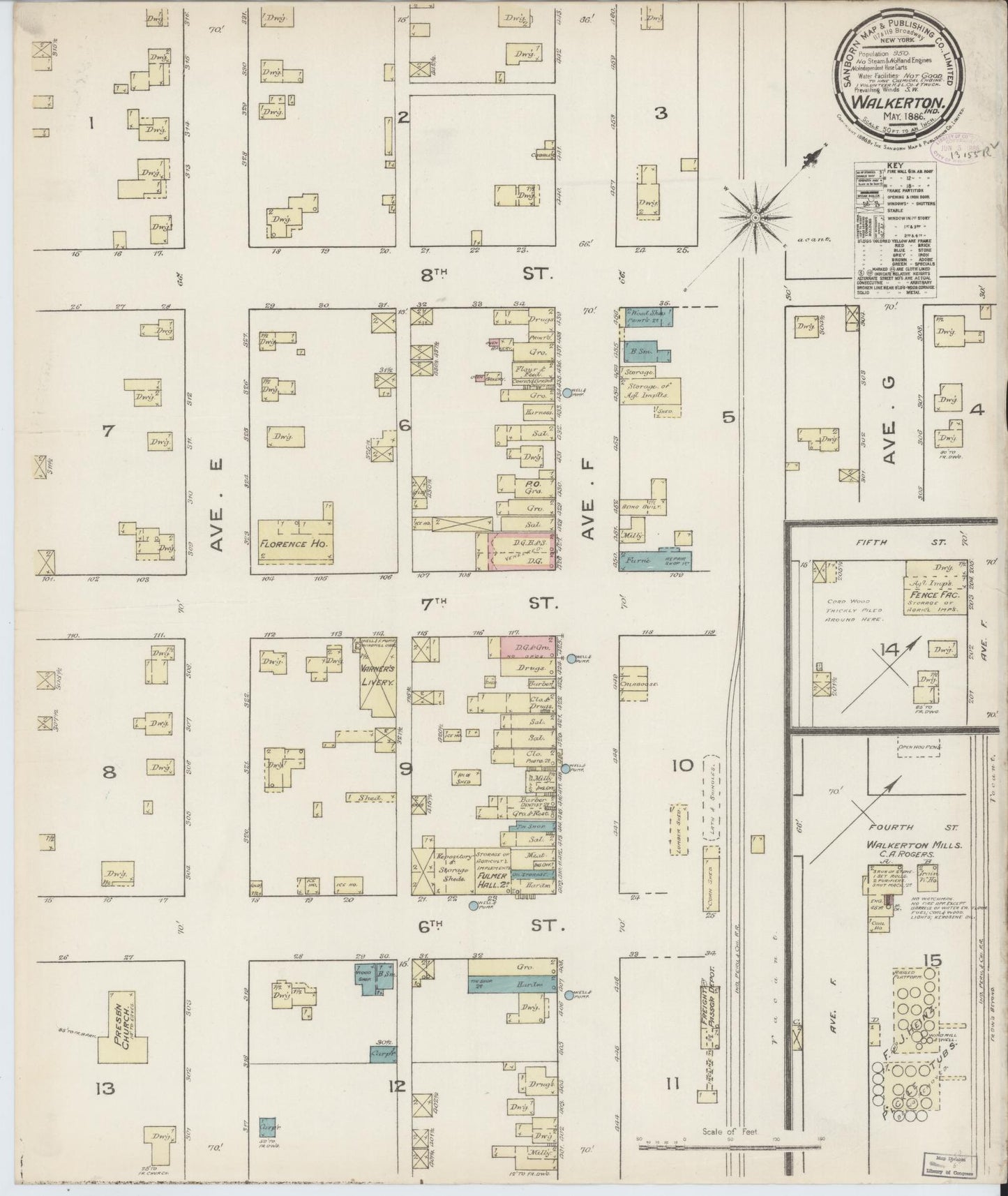 Sanborn Fire Insurance Map from Walkerton, Saint Joseph County, Indiana. (1886) – Historic Sanborn Fire Insurance Map Print