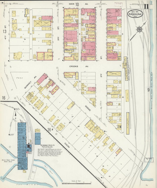 Sanborn Fire Insurance Map from Kaukauna, Outagamie County, Wisconsin (1913), Sheet #0011 - Historic Sanborn Fire Insurance Map Print, vintage old map wall art, antique decor, genealogy gift, Wisconsin Wisconsin map