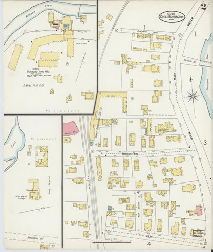 Sanborn Fire Insurance Map from Great Barrington, Berkshire County, Massachusetts (1898), Sheet #0002 - Historic Sanborn Fire Insurance Map Print, vintage old map wall art, antique decor, genealogy gift, Massachusetts Massachusetts map