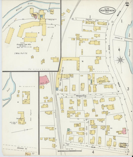Sanborn Fire Insurance Map from Great Barrington, Berkshire County, Massachusetts (1898), Sheet #0002 - Historic Sanborn Fire Insurance Map Print, vintage old map wall art, antique decor, genealogy gift, Massachusetts Massachusetts map