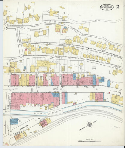 Sanborn Fire Insurance Map from Deadwood, Lawrence County, South Dakota (1915), Sheet #0002 - Complete Map Set gallery image, historic Sanborn map, vintage wall art, South Dakota South Dakota