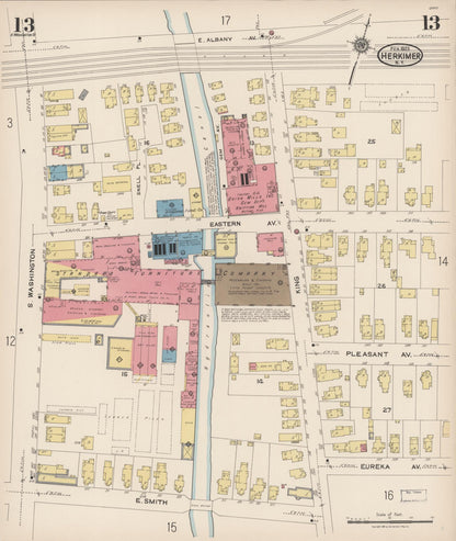 Sanborn Fire Insurance Map from Herkimer, Herkimer County, New York (1923), Sheet #0013 - Historic Sanborn Fire Insurance Map Print, vintage old map wall art, antique decor, genealogy gift, New York New York map