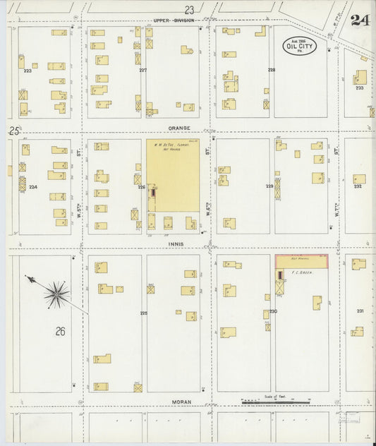 Sanborn Fire Insurance Map from Oil City, Venango County, Pennsylvania (1906), Sheet #0024 - Historic Sanborn Fire Insurance Map Print, vintage old map wall art, antique decor, genealogy gift, Pennsylvania Pennsylvania map