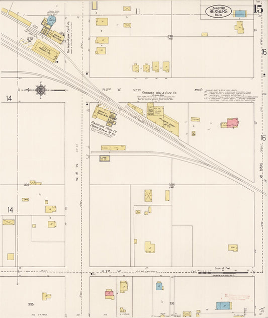 Sanborn Fire Insurance Map from Rexburg, Madison County, Idaho (1921), Sheet #0015 - Historic Sanborn Fire Insurance Map Print, vintage old map wall art, antique decor, genealogy gift, Idaho Idaho map