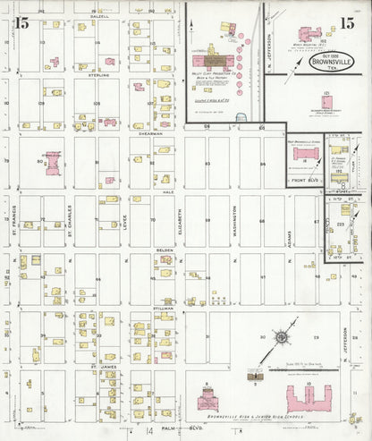 Sanborn Fire Insurance Map from Brownsville, Cameron County, Texas (1926), Sheet #0015 - Complete Map Set gallery image, historic Sanborn map, vintage wall art, Texas Texas