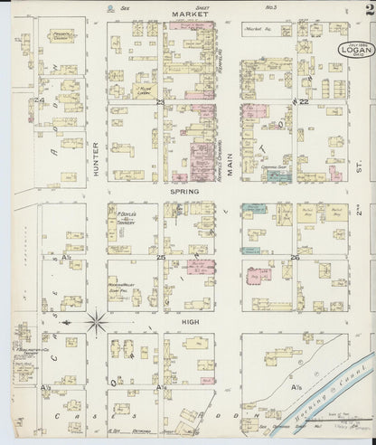 Sanborn Fire Insurance Map from Logan, Hocking County, Ohio (1886), Sheet #0002 - Historic Sanborn Fire Insurance Map Print, vintage old map wall art, antique decor, genealogy gift, Ohio Ohio map
