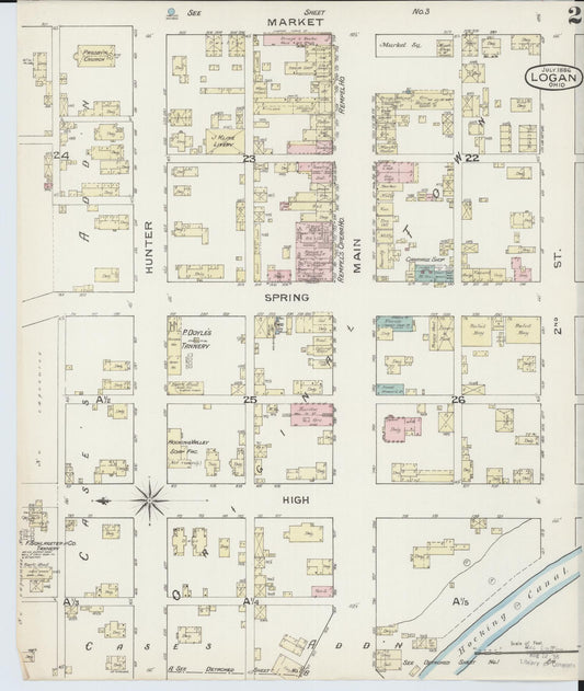 Sanborn Fire Insurance Map from Logan, Hocking County, Ohio (1886), Sheet #0002 - Historic Sanborn Fire Insurance Map Print, vintage old map wall art, antique decor, genealogy gift, Ohio Ohio map