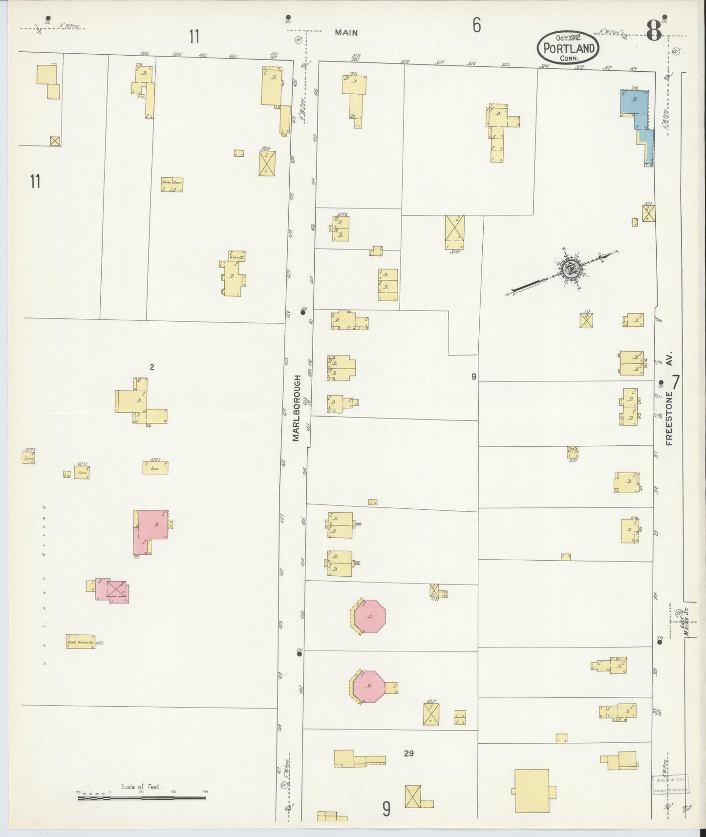 Sanborn Fire Insurance Map from Portland, Middlesex County, Connecticut (1912), Sheet #0008 - Complete Map Set gallery image, historic Sanborn map, vintage wall art, Connecticut Connecticut