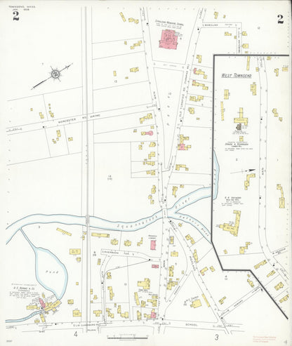 Sanborn Fire Insurance Map from Townsend, Middlesex County, Massachusetts (1936), Sheet #0002 - Historic Sanborn Fire Insurance Map Print, vintage old map wall art, antique decor, genealogy gift, Massachusetts Massachusetts map