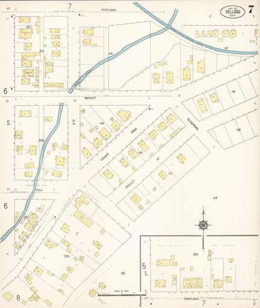 Sanborn Fire Insurance Map from Kellogg, Shoshone County, Idaho (1915), Sheet #0007 - Historic Sanborn Fire Insurance Map Print, vintage old map wall art, antique decor, genealogy gift, Idaho Idaho map