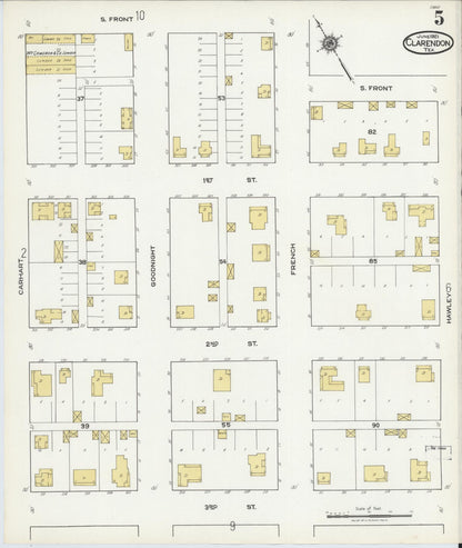 Sanborn Fire Insurance Map from Clarendon, Donley County, Texas (1921), Sheet #0005 - Complete Map Set gallery image, historic Sanborn map, vintage wall art, Texas Texas
