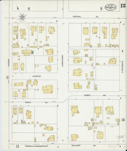 Sanborn Fire Insurance Map from Greenville, Washington County, Mississippi (1900), Sheet #0012 - Historic Sanborn Fire Insurance Map Print, vintage old map wall art, antique decor, genealogy gift, Mississippi Mississippi map