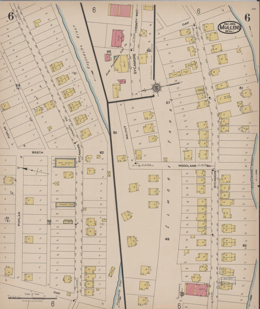 Sanborn Fire Insurance Map from Mullens, Wyoming County, West Virginia (1922), Sheet #0006 - Historic Sanborn Fire Insurance Map Print, vintage old map wall art, antique decor, genealogy gift, Mullens Wyoming map
