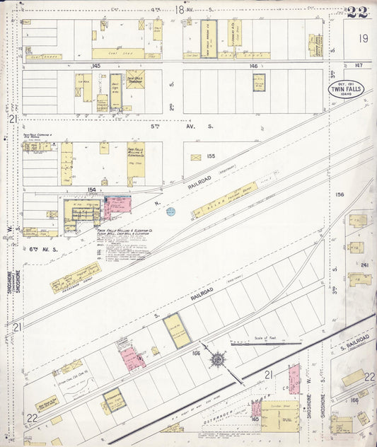 Sanborn Fire Insurance Map from Twin Falls, Twin Falls County, Idaho (1911), Sheet #0022 - Historic Sanborn Fire Insurance Map Print, vintage old map wall art, antique decor, genealogy gift, Falls Idaho map